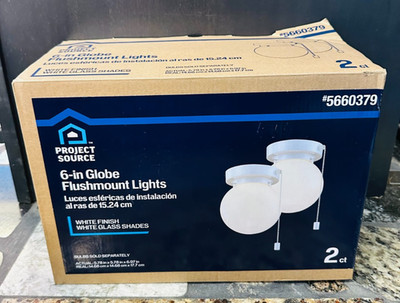 Project Source 2 -Light 5.78-in Gloss White Flush Mount Light 2 -Pack