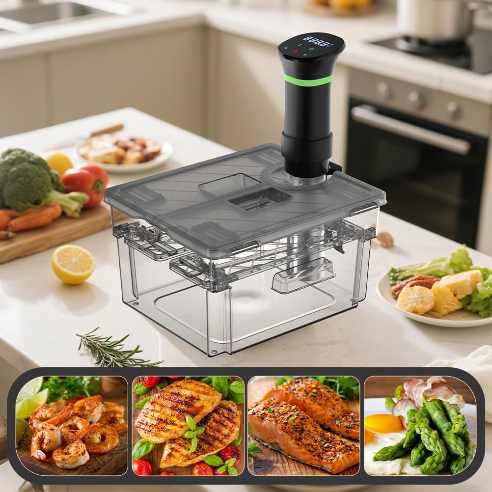 Sous Vide Container with Lid and Built-in Rack Double-Door Design 11.6 QT Sou...