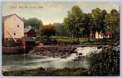 K26/ Ida Grove Iowa Postcard c1910 Kings Mill Dam 247