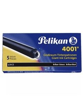 Pelikan Fountain Pen 4001 Brilliant Black Long Ink Cartridges New In Box