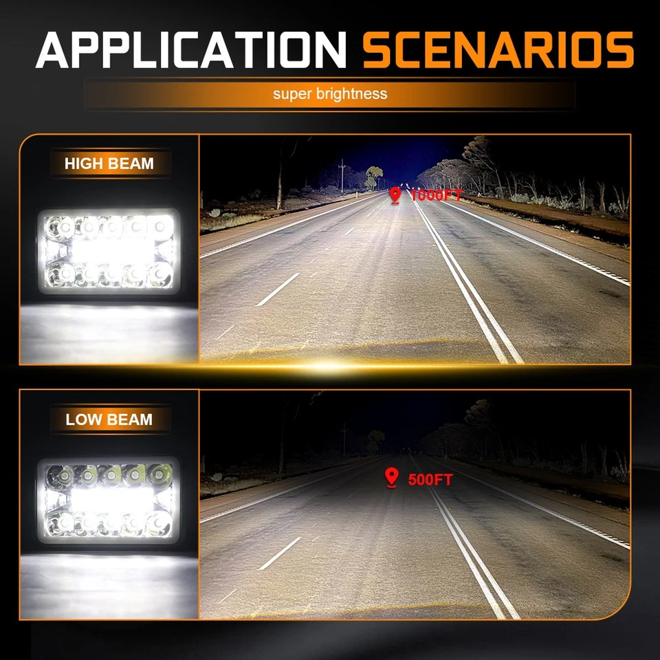 4 PIEZAS 4x6"" Faros LED Luz de giro DRL de haz alto/bajo para Isuzu NQR NPR NPR-HD FTR Foto 2 de 4