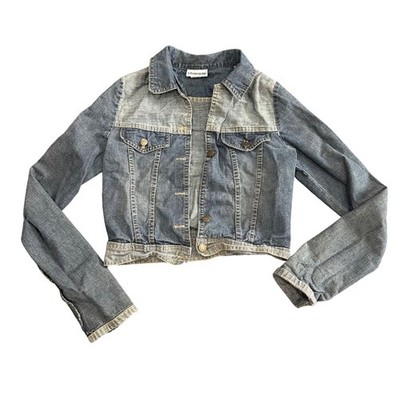 CHARADE Womens Denim Jacket Blue Two Tone Trucker Style Size L G Style 13005