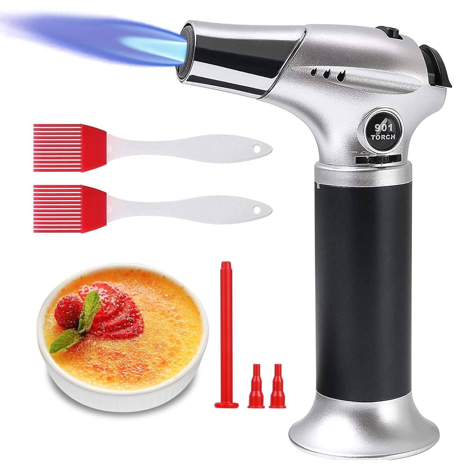 Flambierbrenner Gasbrenner nachfüllbar 3 Düsen Lötbrenner Creme Brulee BBQ Küche