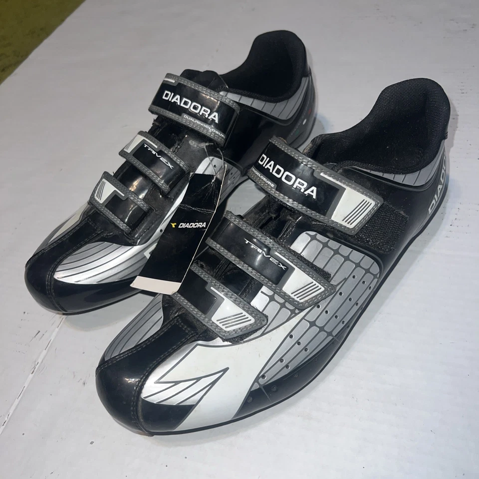 Diadora Trivex 男式运动鞋 12 码黑色合成自行车骑行鞋 — 第 2/4 张图片