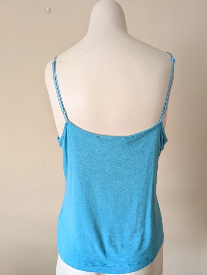 复古蓝色花边迷彩背心 L 超柔软 Y2K 裁剪背心 Whimsigoth Fairy — 第 4/4 张图片