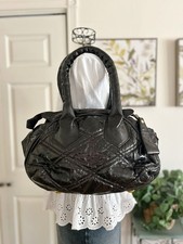 Vivienne Westwood Enamel Yasmin Black Patent Leather Quilted Orb Tote Bag Hand