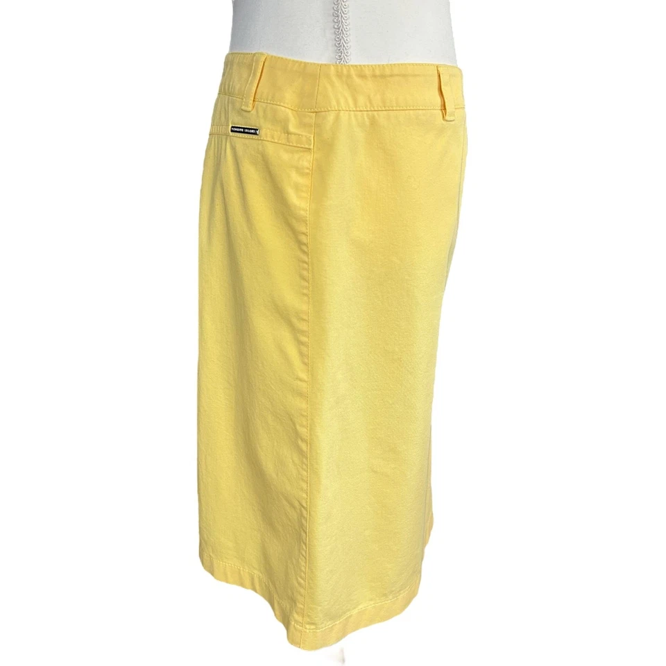 Adrienne Vittadini Classico Skirt Sze 12 Yellow A Line Casual Back Slit Colorful - Imagem 3 de 4