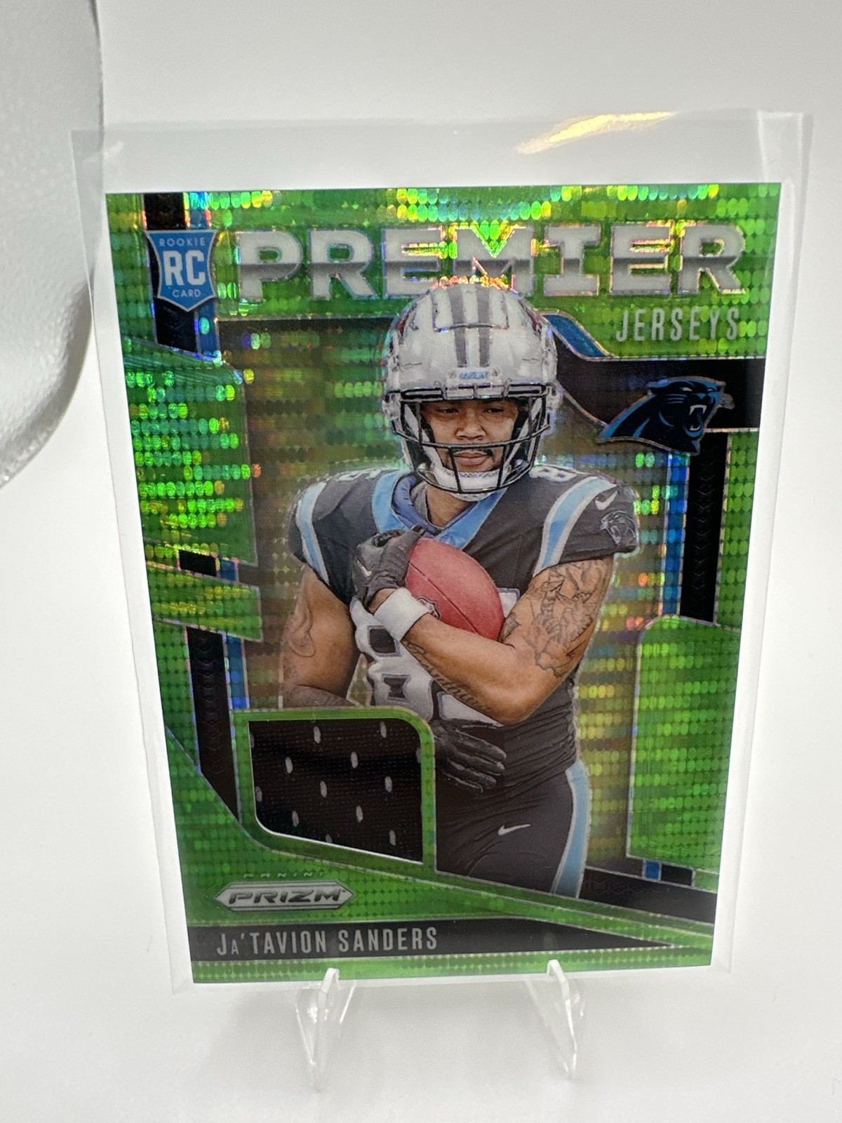2024 Prizm Ja’Tavion Sanders Rookie Premier Jerseys Green Prizm Relic Panthers