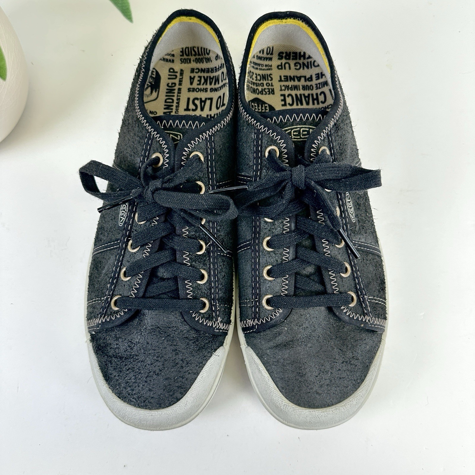 Scarpe da ginnastica basse Keen nere Eldon Harvest in pelle con lacci riciclate taglia 10 5