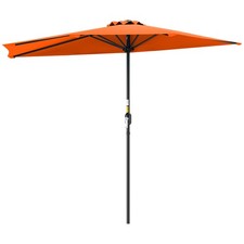 Outsunny 2.7m Metal Frame Garden Furniture Parasol Half Round Umbrella Orange