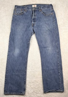Levis 501 XX Mens Straight Leg Fit Jeans 36 x 30 Blue Denim Cotton Button Fly