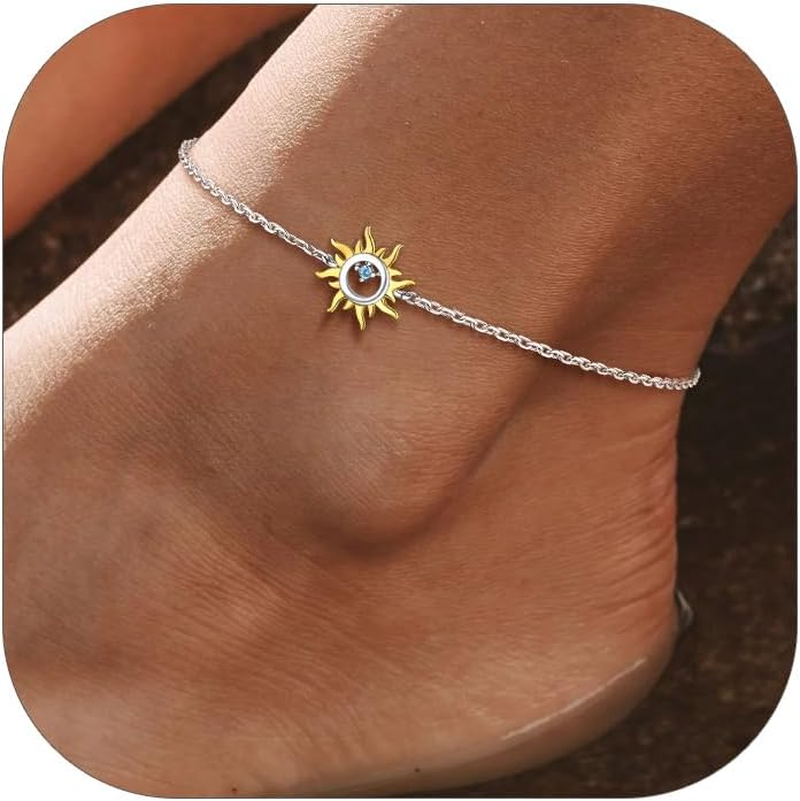 925 Sterling Silver Ankle Bracelet for Women - Stylish Chain Anklet Summer Beach Jewelry