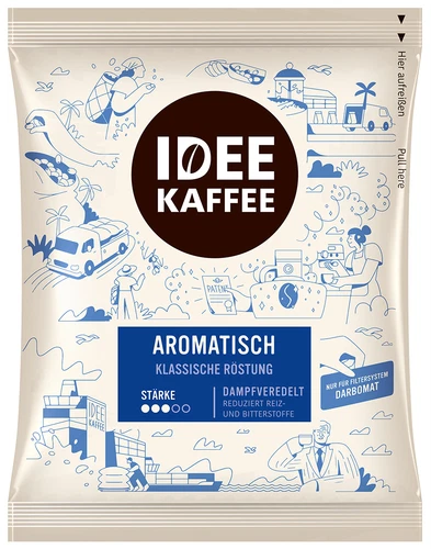 Idee Kaffee AROMATISCH in Kannenportionen, 50x60g gemahlen im Filterbeutel