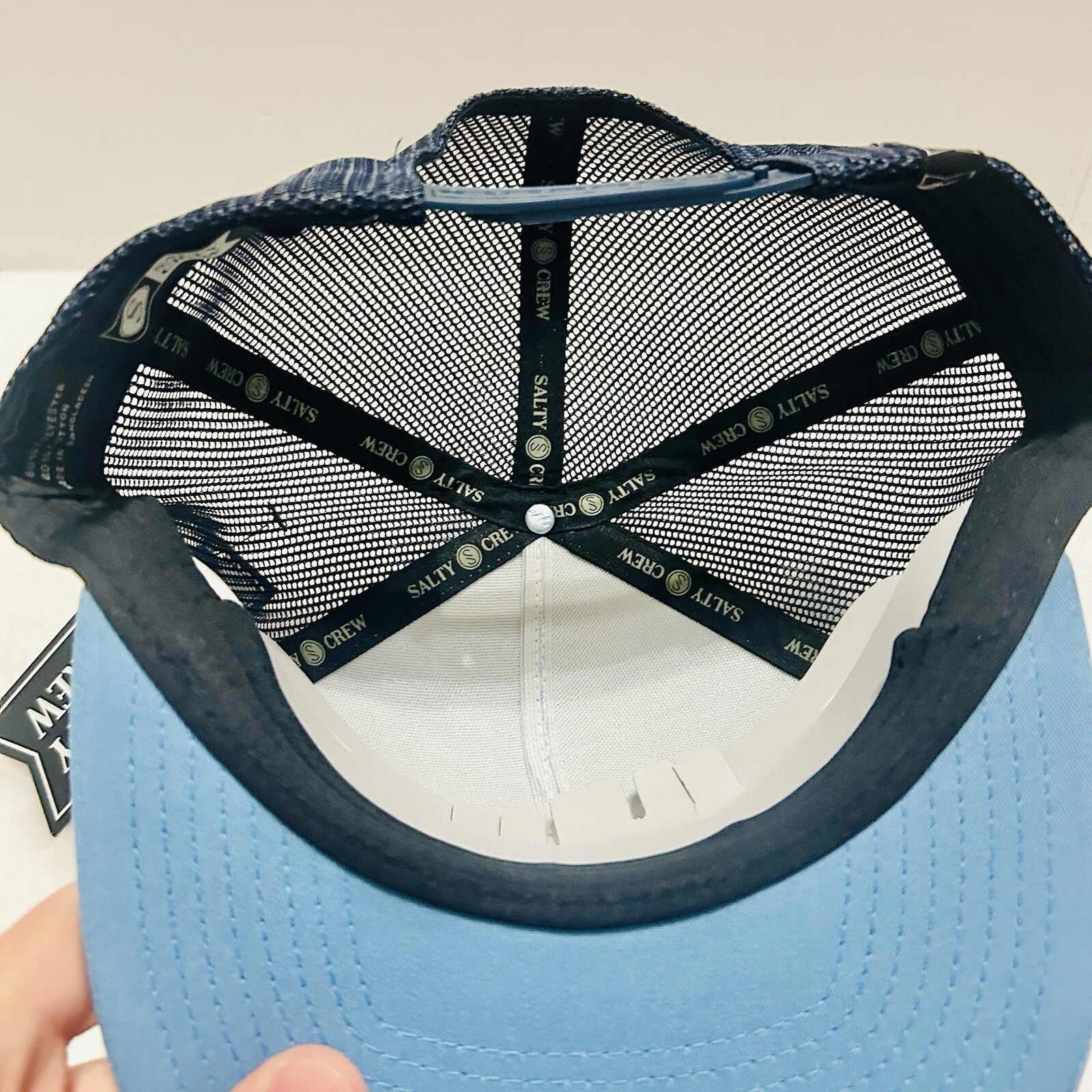 Salty Crew Alpha Twill Trucker Snapback Hat Cap Adjustable Marine Blue Beach