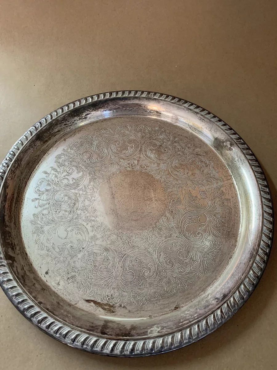 Silver circular tray deals