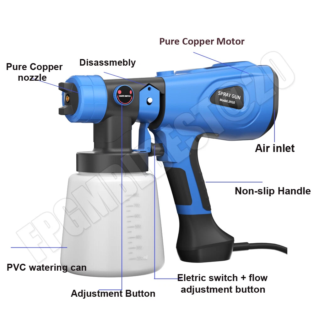 DAYPLUS Electric Paint Spray Gun Fence Brick Walls Industrial Home 3 Nozzles