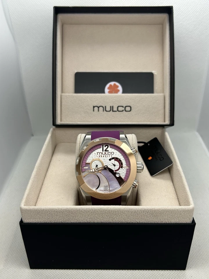 Reloj suizo Mulco Gravity para mujer púrpura cronógrafo dos tonos MW5-3799-523 46 mm Foto 2 de 4