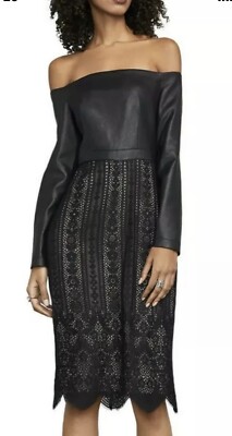 Bcbgmaxazria Nahara Lace Off-The-Shoulder Dress, Black - 2