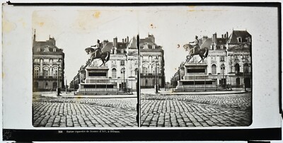 Stereoview Ferrier & Soulier. 8,5 x 17 cm Reiterstatue von Jeanne d'Arc. Orléans