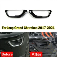 Black Car Front Fog Light Cover Fog Lamp Trim For Jeep Grand Cherokee 2017 -2021