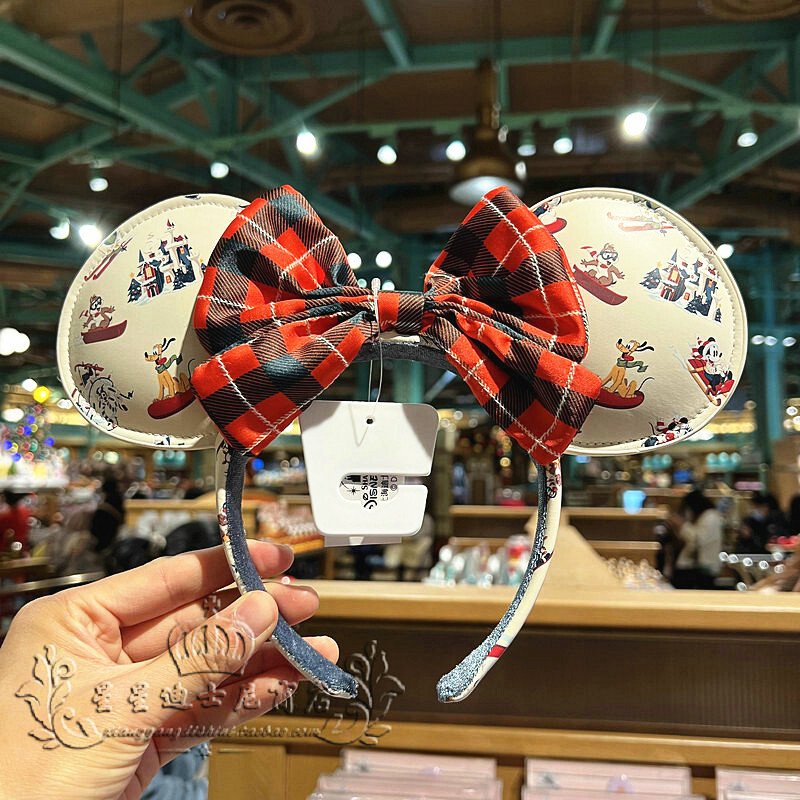 Limited Lodge Snow Minnie Mouse Ears Christmas Headband  display picture 2