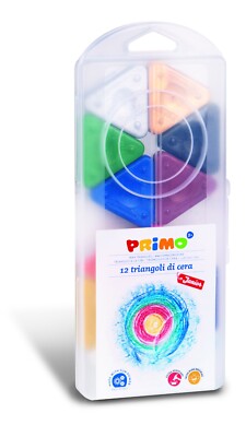 PRIMO Wax Triangle Crayon Set, 12-Color Set, Vibrant Colors, Grip Friendly