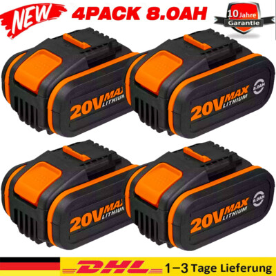 2X 4X 20V MAX 8,0Ah Akku Für Worx Ersatzakku WA3553 WA3556 WA3551
