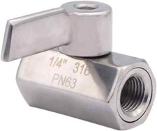 DERNORD Stainless Steel Mini Ball Valve NPT Thread Female 1/4" FemaleFemale 