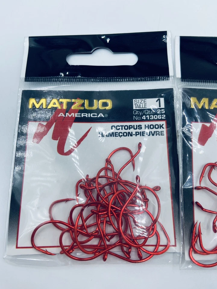 50 ganchos pulpo rojo Matzuo 413062 - talla 1 - cromo rojo Foto 4 de 4