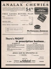 1933 McKesson & Robbins Analax Chewies Chewing Gum Laxatives Vintage Print Ad