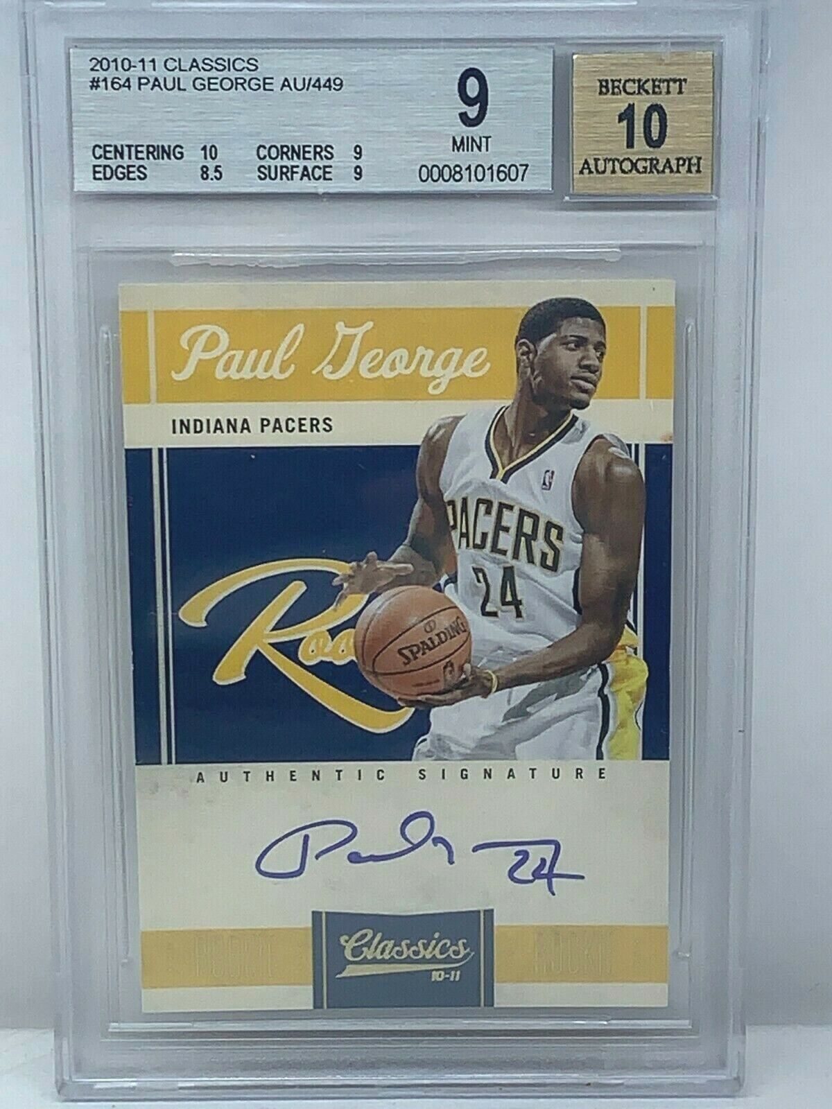 2010-11 Classics #164 🔥 Paul George 🔥 Autograph Rookie /449 BGS 9 MINT Auto 10