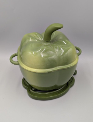 Kitchen Tradition Grüner Pfeffer Gußeisen Auflauf/Kasserolle + Untersetzer, Neu