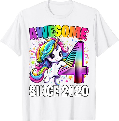 Unicorn 4th Birthday 4 Year Old Unicorn Party Girls Outfit T-Shirt Hoodie - Picture 7 of 18