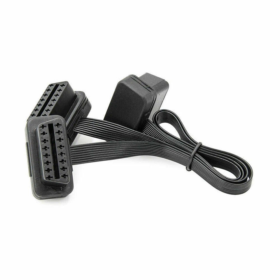 Extensión divisor hembra plana 30 cm OBD2 macho a conector de cable doble Foto 4 de 4