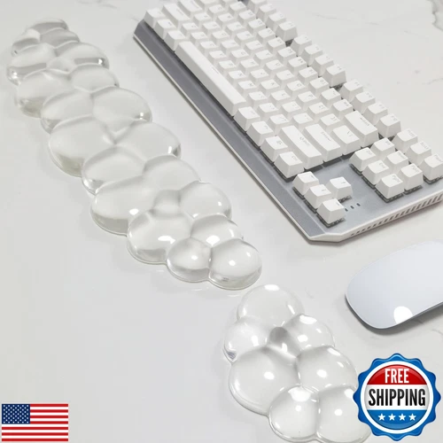 QIFEX Cloud White Clear Ergonomic Gel Wrist Rest for Keyboard and Mouse Set -