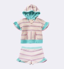 Matilda Jane Girls Hoodie Party Terry Hooded Ruffle Top  Bottom Set Size 4 NIB