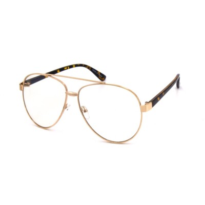 Eyeglasses Clear Lens Executive Sunglasses Gold Metal 80s 90s Style Lentes Gafas
