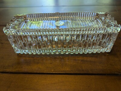 PRINCESS HOUSE 24% Lead Crystal Cut Glass Cigar Box Ashtray-Czech  Republic-EUC