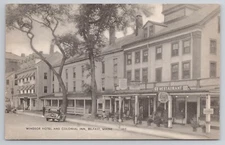 Windsor Hotel Colonial Inn Belfast Maine ME Postcard Pickwick Ale Beer Sign Cars