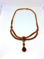  V24 Vintage Amber color Glass Beaded Gorgeous Victorian Style Choker/Necklace.