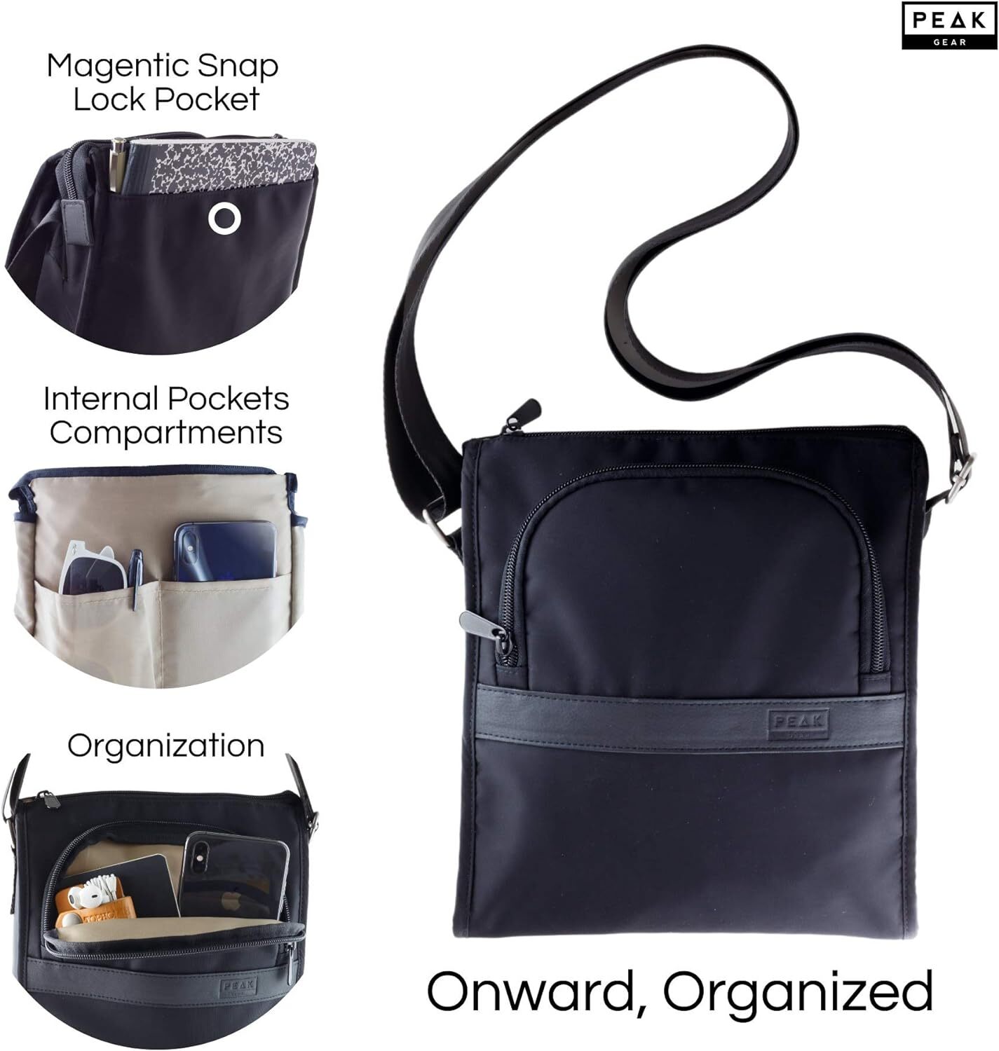 Peak Gear Nylon Crossbody Purse with RFID Blocking Pocket and Lifetime