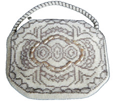 Vintage Small Beaded Fringed Purse, with small pocket mirror