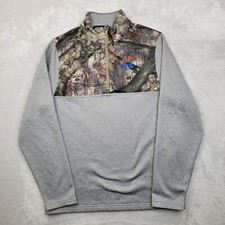 Under Armour 1/4 Zip Men Medium Sweatshirt Sweater Mossy Oak Camo Hunting Adult