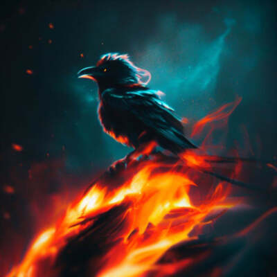 Fiery Mockingbird Digital Art Art Print - 12 x 18 inches