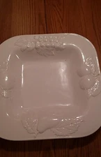 StoneLite white serving bowl with fruit motif 