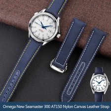 19-20mm Nylon Watch Straps For Omega Seamaster 300 AT150 Fabric Leather Bracelet