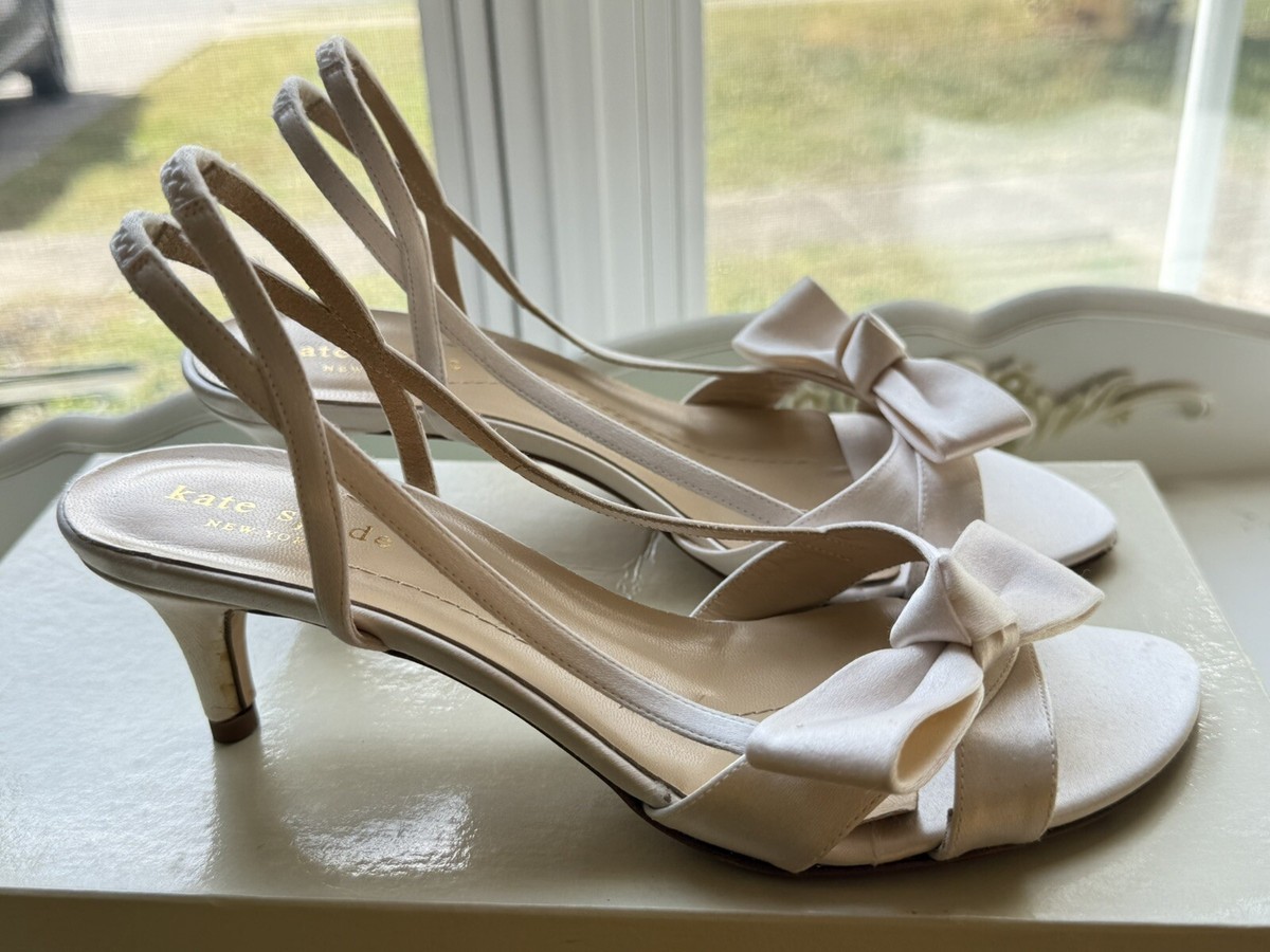 Kate Spade Mattie Bow White Bridal Wedding Slingback High Heel