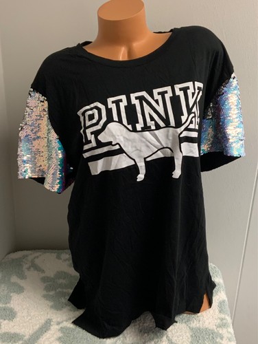 T-shirt Victoria's Secret – Rose Bling Boise State Campus Pocket – Col Rond – Taille Plus – Neuf étiquettes