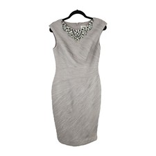 Eliza J Cocktail Sheath Dress Size 6 Pearl Beaded Neck Cap Sleeves