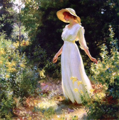 #ad #ad Oil painting beauty in spring A Spray of Goldenrod Charles Courtney Curran art $99.00